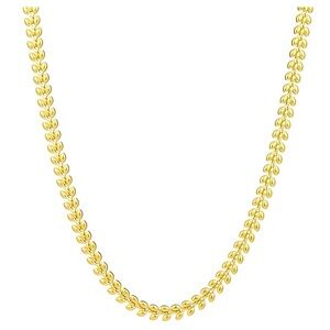 Gold 18K Womens Plated Leaves Necklace Stainless Steel Hypoallergenic Gift Glam